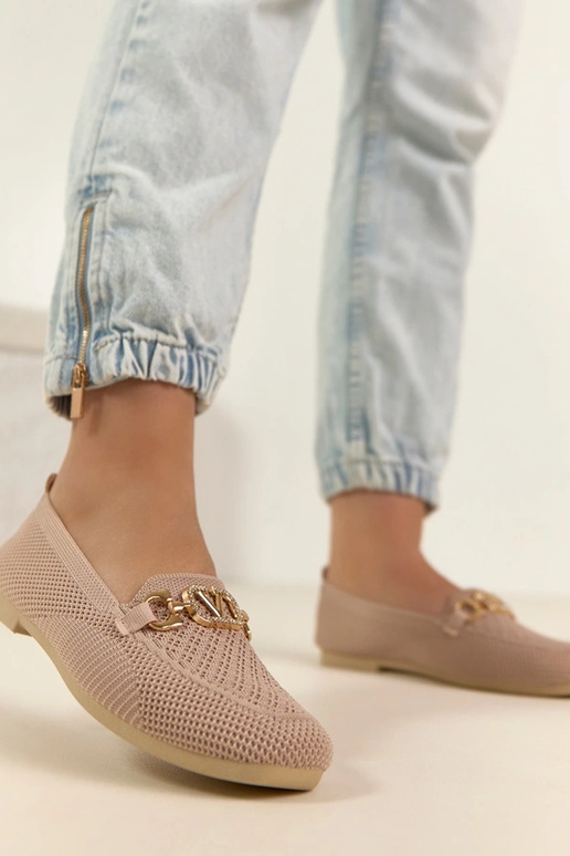 Mocassins en textile roses avec...