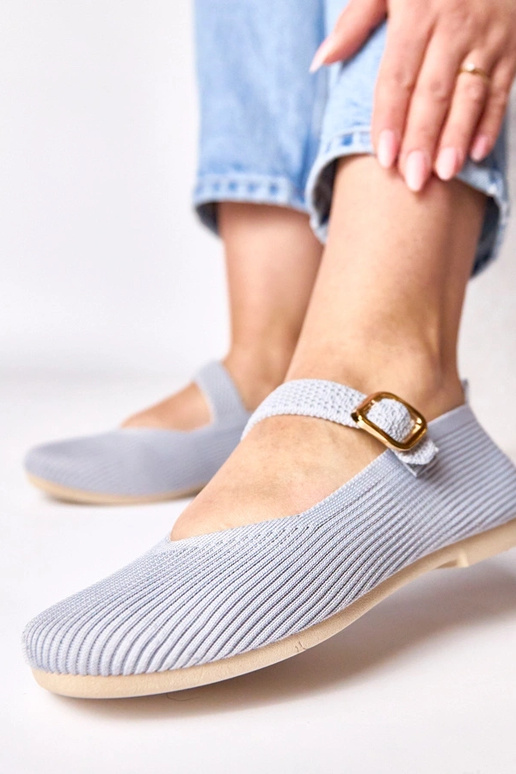 Grijze textiele ballerina's met...