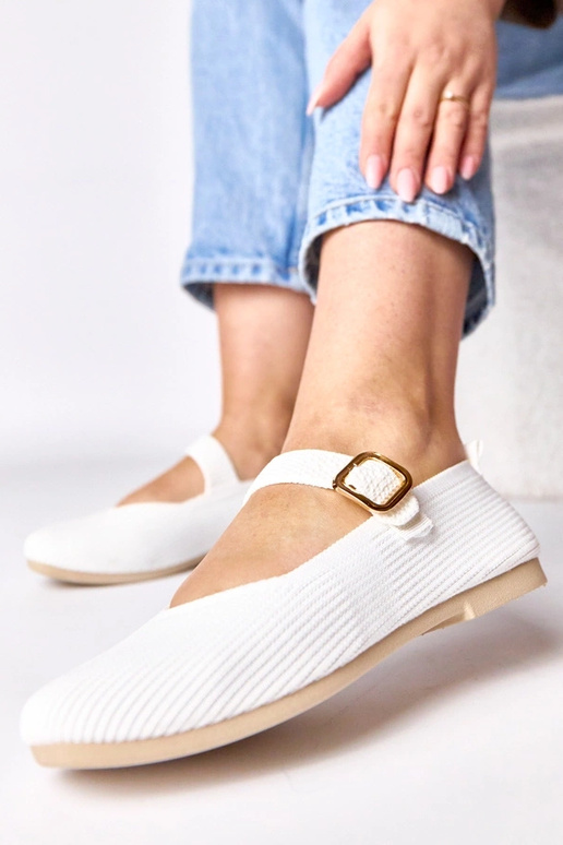 Ballerines en textile blanches avec...