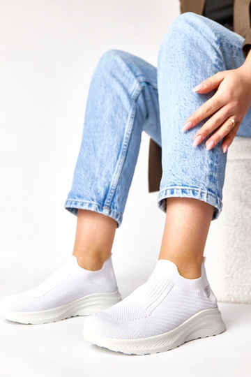 Weiße textile Slip-On Sportschuhe Gaia