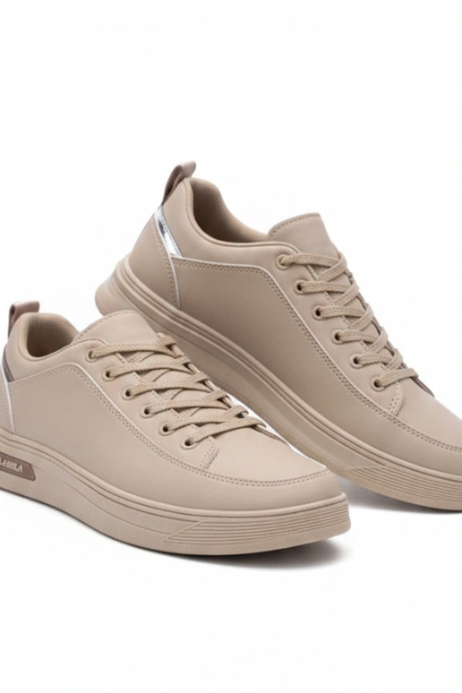 Sandkleurige heren sneakers met...