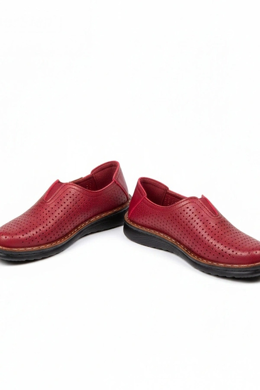 Weinrote durchbrochene Halbschuhe Rosa