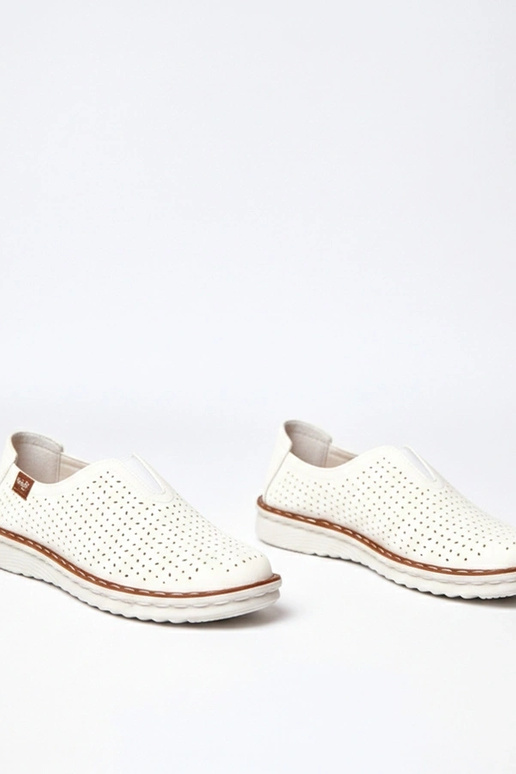 Weiße durchbrochene Halbschuhe Rosa