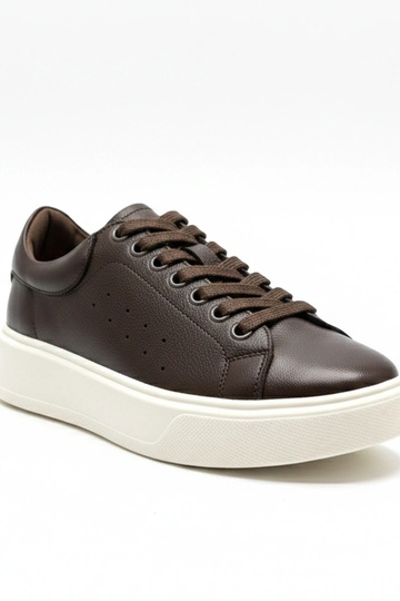 Braune Leder-Sneaker mit Plateau Cambell
