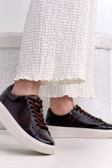 Baskets en cuir marron avec plateforme Cambell 2