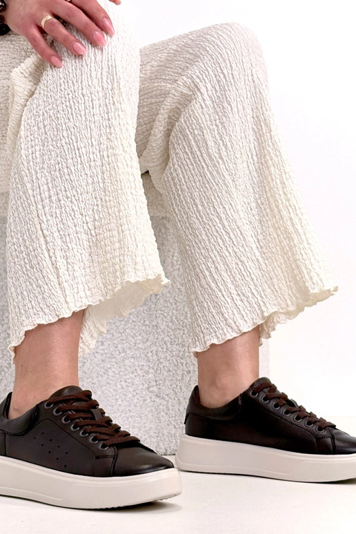 Rode leren sneakers met platform Cambell