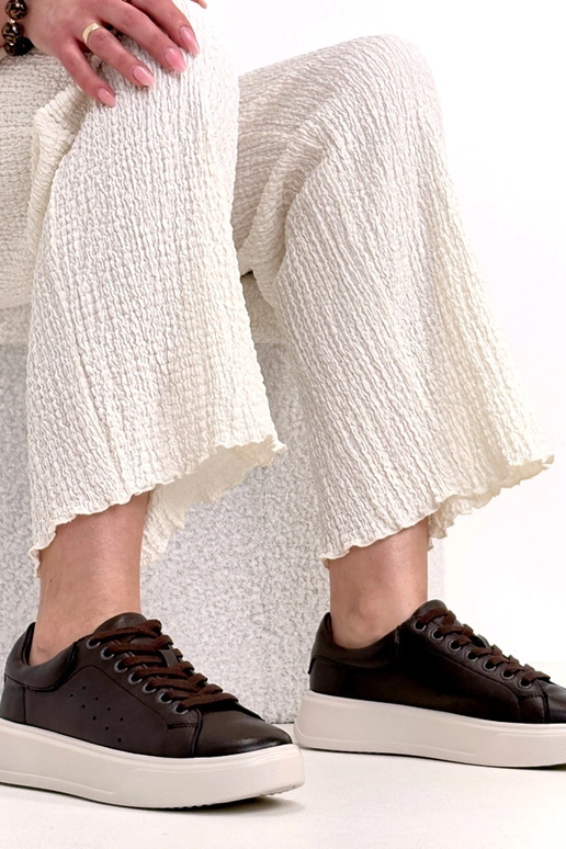 Rode leren sneakers met platform Cambell