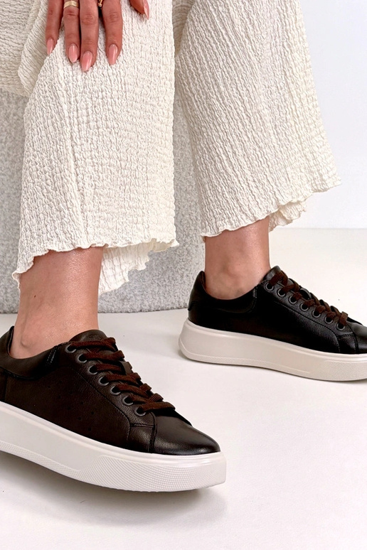 Braune Leder-Sneaker mit Plateau Cambell