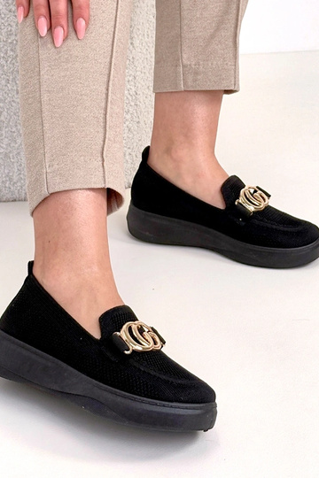 Schwarze Slip-On-Stoff-Sneaker mit Schnalle Catherine 2