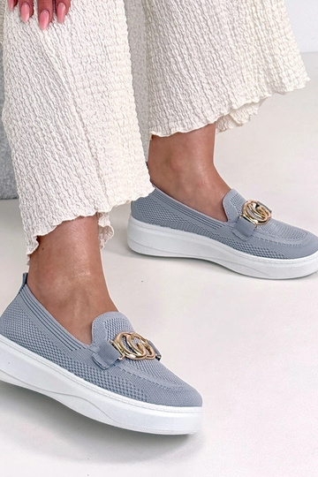 Grijze instap stoffen sneakers met gesp Catherine 2