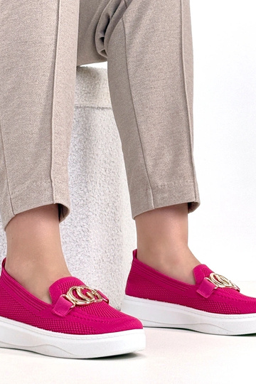 Roze instap stoffen sneakers met gesp Catherine