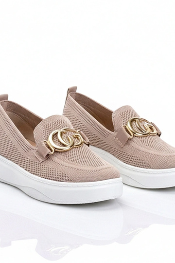 Roze instap stoffen sneakers met gesp Catherine
