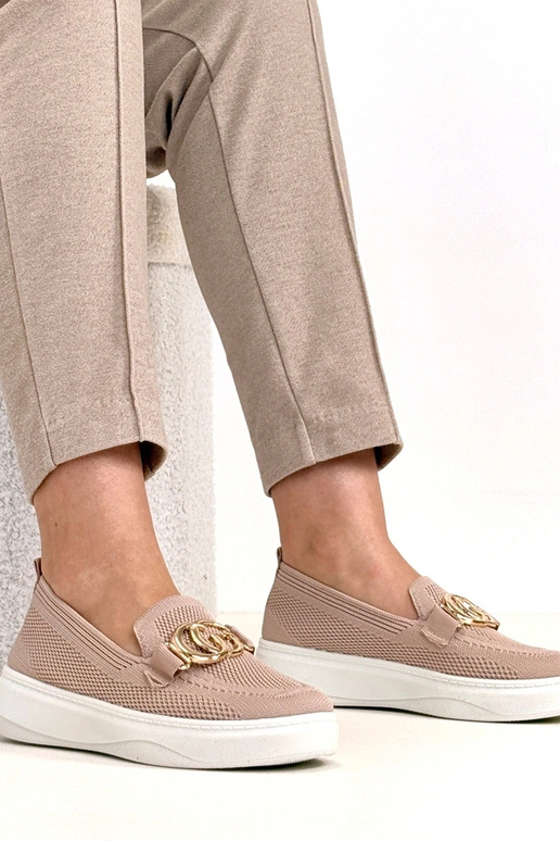 Roze instap stoffen sneakers met gesp...