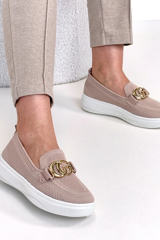 Roze instap stoffen sneakers met gesp...