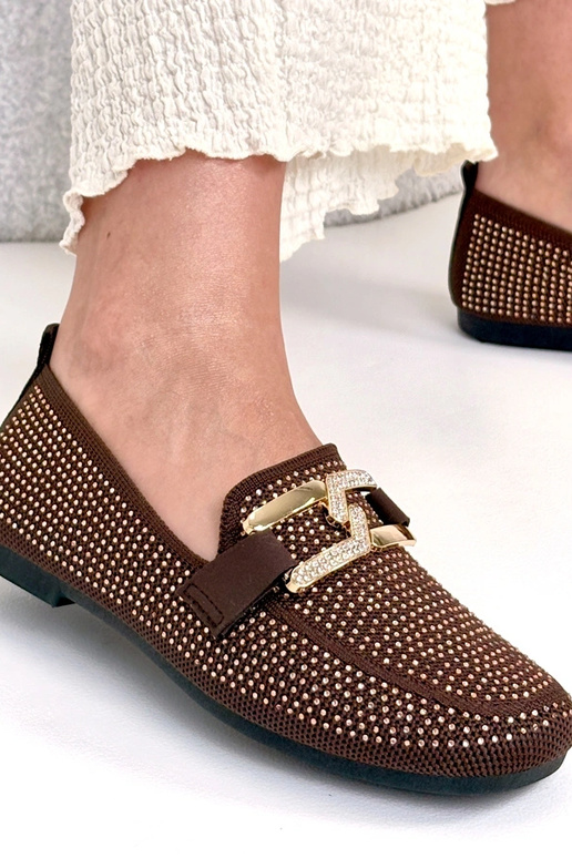 Chocoladekleurige mocassins versierd...