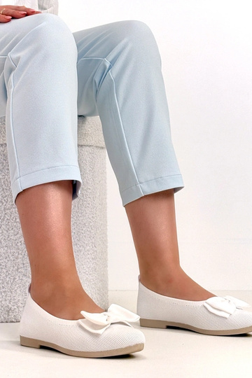Witte stoffen ballerina's met strikje Paisley 2