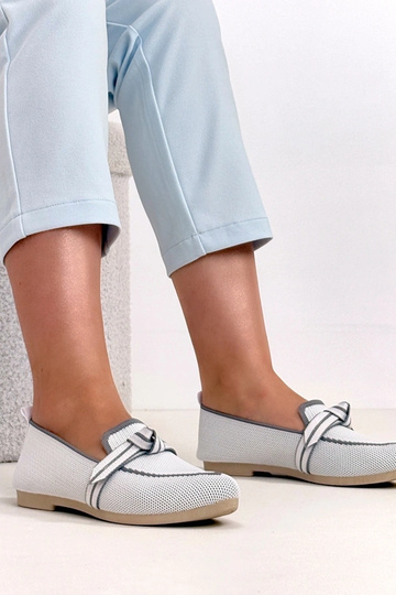 Witte stoffen ballerina's met veters Serenity