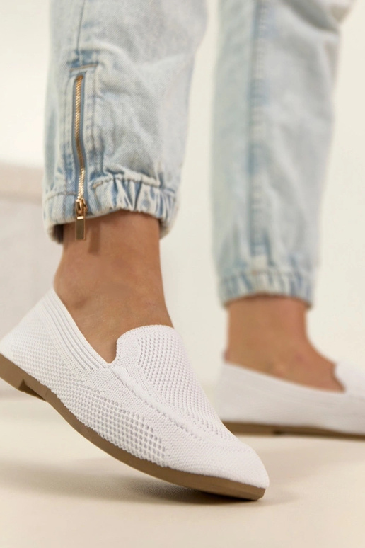 Witte stoffen mocassins Addison