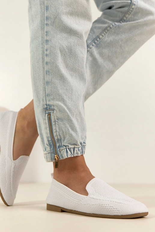 Witte stoffen mocassins Addison