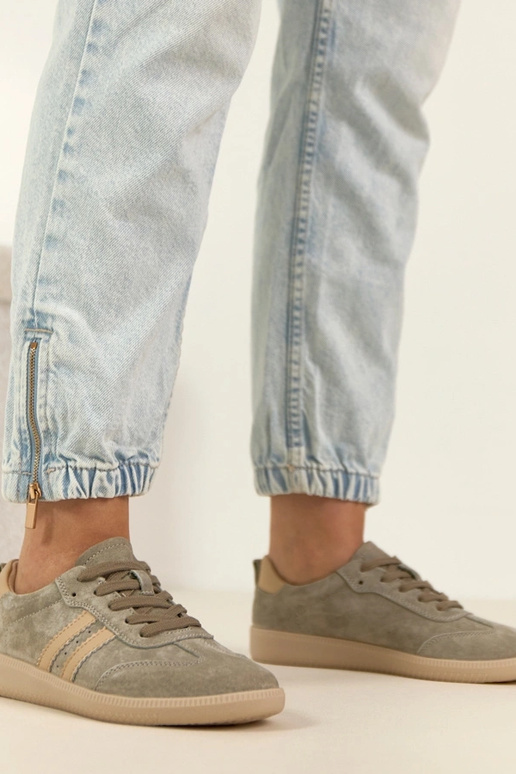 Chaki leren sneakers Filippo