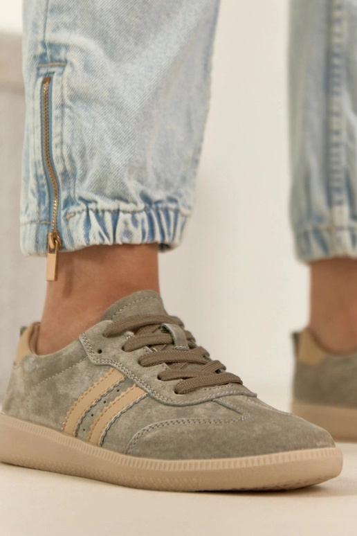 Chaki leren sneakers Filippo