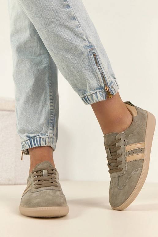 Chaki leren sneakers Filippo