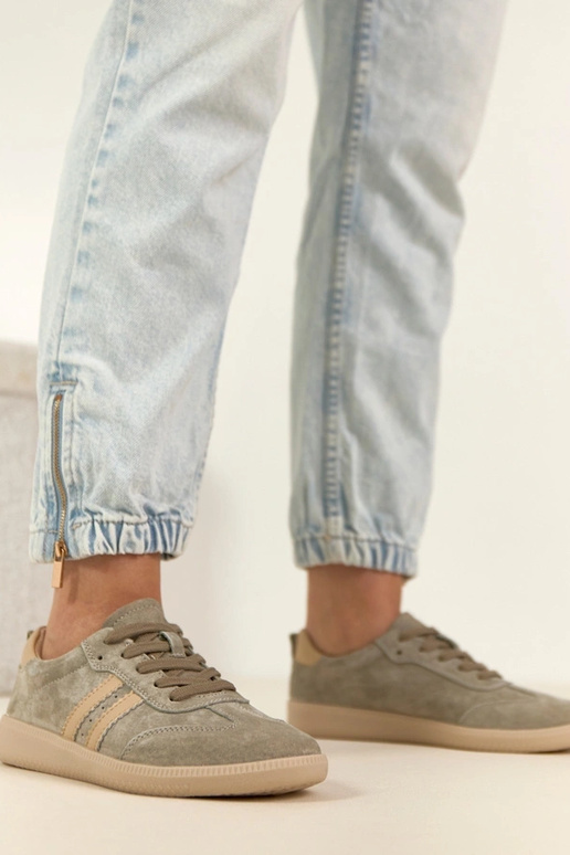 Chaki leren sneakers Filippo