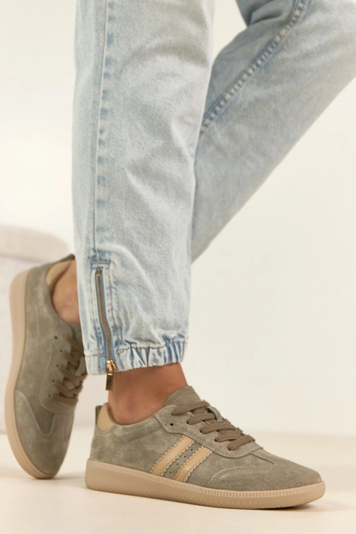 Baskets en cuir chaki Filippo