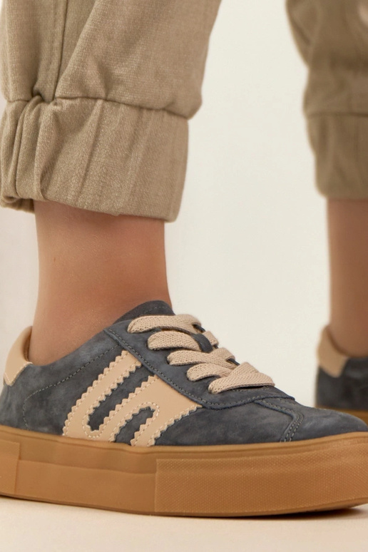 Baskets en cuir grises avec...