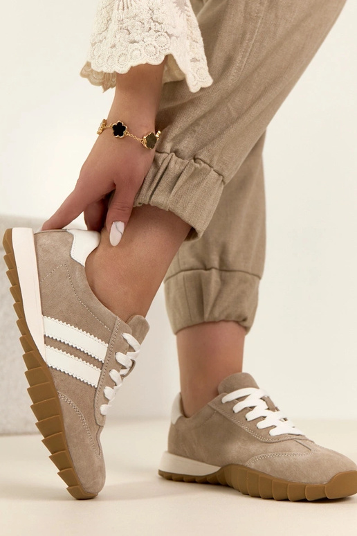 Baskets en cuir sable Filippo