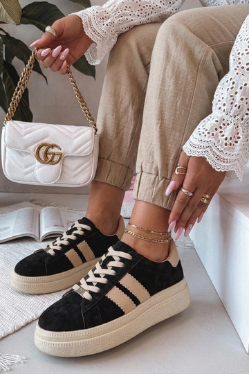 Baskets en cuir noir avec plateforme Filippo