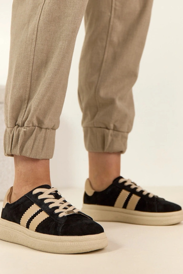 Zwarte leren sneakers met platform Filippo 2