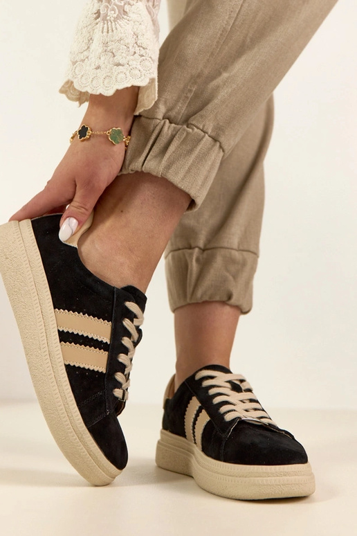 Baskets en cuir noir avec plateforme...