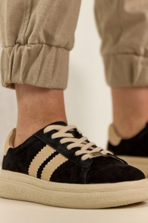 Baskets en cuir noir avec plateforme...