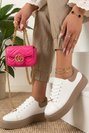 Witte leren sneakers met...