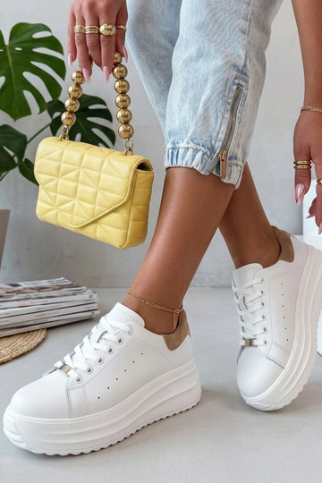 Witte leren sneakers met...
