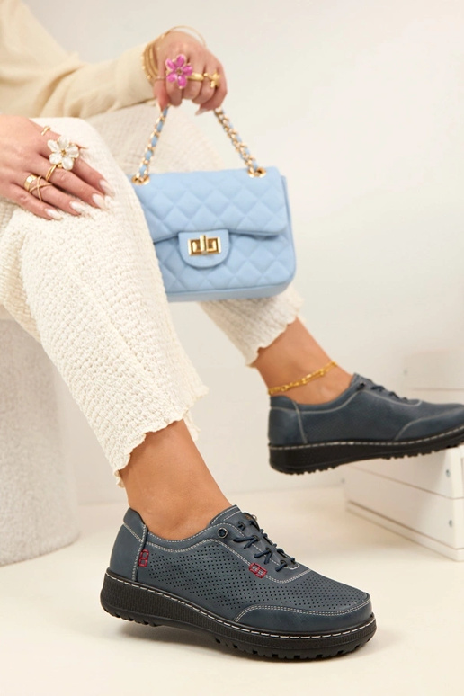 Mocassins ajourés bleu marine Solenne