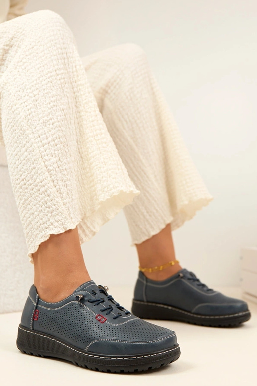 Mocassins ajourés bleu marine Solenne