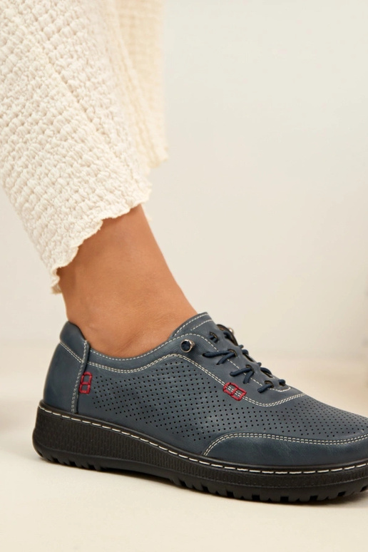 Mocassins ajourés bleu marine Solenne