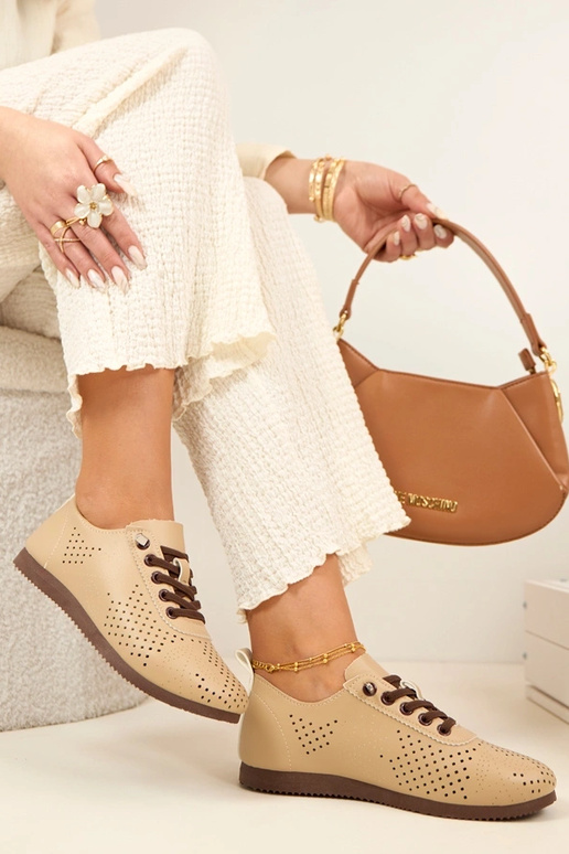 Beige geperforeerde sneakers Amaryllis