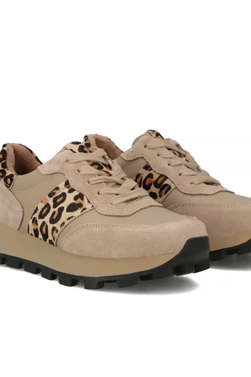 Bottines en cuir sable à plateforme...