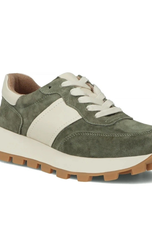 Grüne Leder-Schuhe mit Plateau Filippo