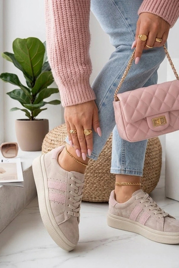 Beige Leder-Schuhe mit...