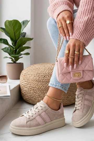 Bottines en cuir sable à... 2