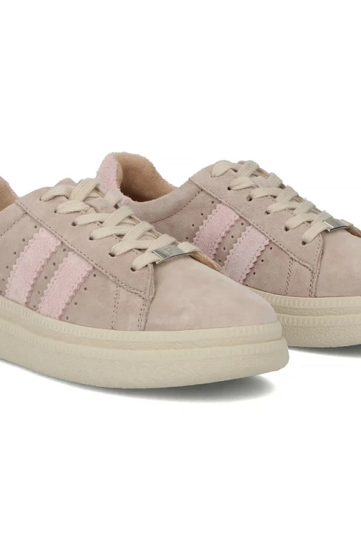 Beige Leder-Schuhe mit Plateau Filippo