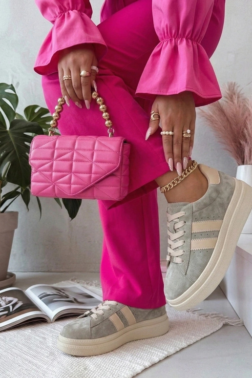 Graue Leder-Schuhe mit Plateau Filippo