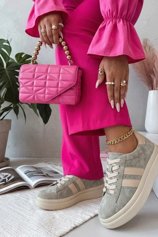 Graue Leder-Schuhe mit Plateau Filippo