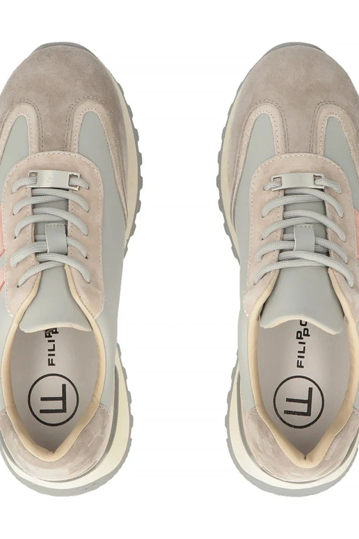 Graue Leder-Schuhe mit Plateau Filippo