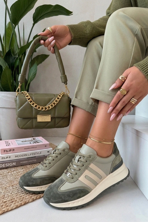 Bottines en cuir vertes à plateforme...