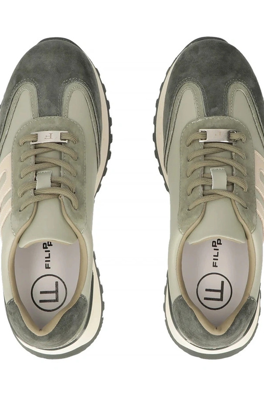 Grüne Leder-Schuhe mit Plateau Filippo